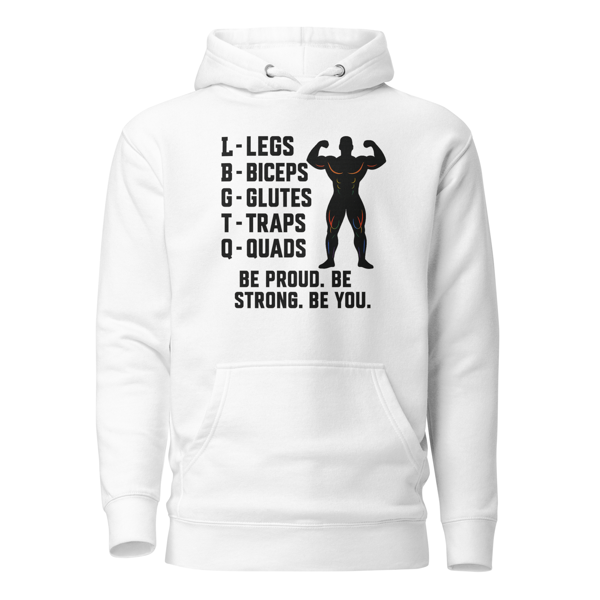 LGBTQ Fitness Hoodie – Legs, Biceps, Glutes, Traps, Quads | Unisex Gym Wear