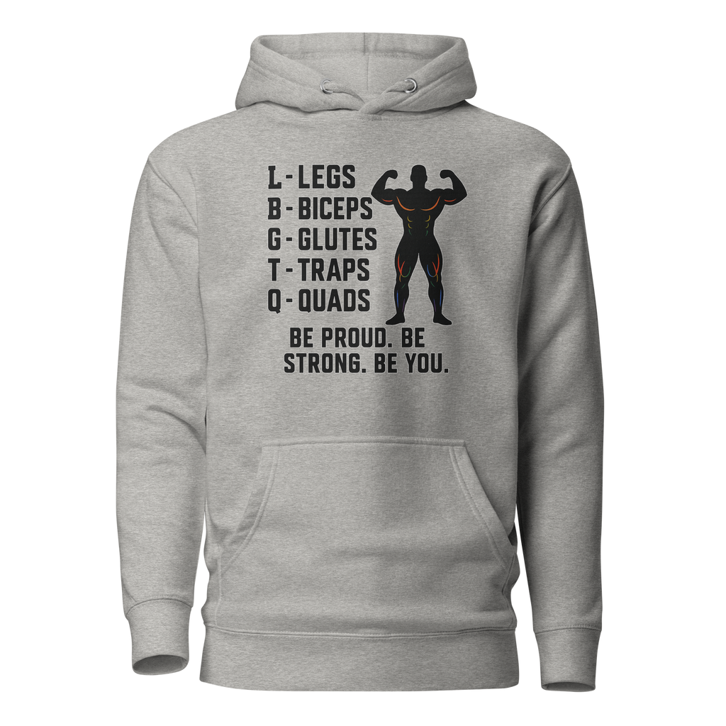 LGBTQ Fitness Hoodie – Legs, Biceps, Glutes, Traps, Quads | Unisex Gym Wear
